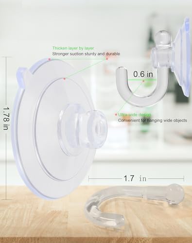 Suction Cup Hooks 30Pack Reusable Clear Hooks | 1.78 Inches Clear PVC Medium Suction Cup No Trace, & Removable, for Glass, Tile, Window, Kitchen, Bathroom - size: Glue hook-30Pack