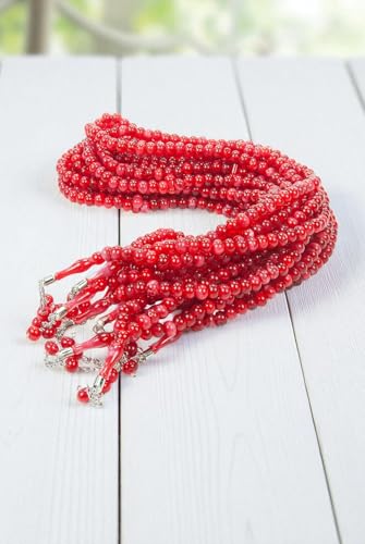 ihvan online, Tasbih Prayer Beads 99, Pack of 10, Muslim Prayer Bead, Islamic Rosary Bead, Dhikr, Tasbeeh Bulk, Misbaha, Masbaha, Tespih, Islamic Gift for Ramadan & Mawlid & Hajj Umrah - color: Red