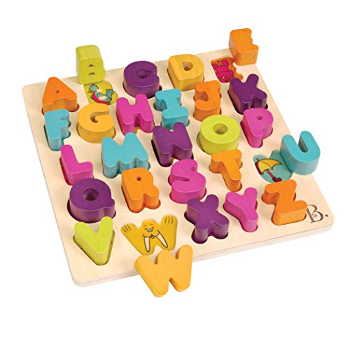 B. toys Wooden Alphabet Puzzle, Alpha B. Tical, 26 Chunky Letters