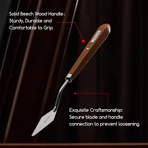 MEEDEN Artist Paint Palette Knife: 9.49" Flexible Stainless Steel Art Spatula Knife with Wooden Handle - Art Supplies for Oil Acrylic Gesso Canvas Painting, #15 - style: #15