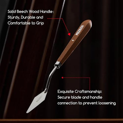MEEDEN Artist Paint Palette Knife: 9.49" Flexible Stainless Steel Art Spatula Knife with Wooden Handle - Art Supplies for Oil Acrylic Gesso Canvas Painting, #15 - style: #15