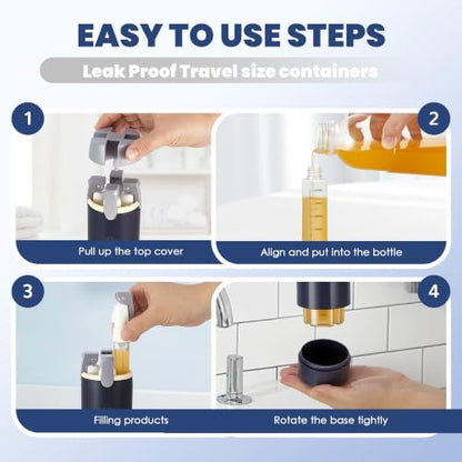 4 in 1 Travel Dispenser Bottle,4 Pack 30ML Travel Bottles for Toiletries, Leak Proof Travel Size Containers (Black, OneSize) - color: Black