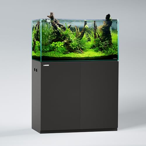 Wooden Storage Cabinet with Modern Accent Design, Multi-Purpose Furniture for Living Room and Home Décor, Works as Aquarium Stand for up to 44 Gal Tanks, Matte Black, W35.5xD17.7xH31.5 in - color: Black-Fig8_Inlet, size: W35.5xD17.7xH31.5in(90x45x80cm)