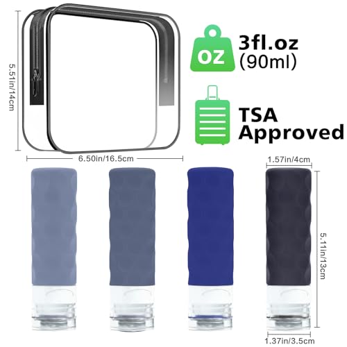 Silevoler Travel Bottles for Toiletries, Silicone Travel Size Containers - color: Blue