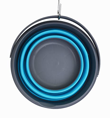 SAMMART 5.5L (1.4 Gallon) Collapsible Plastic Bucket - Foldable Round Tub - Portable Fishing Water Pail - Space Saving Outdoor Waterpot. (Grey/Ocean Blue, 1) - color: Grey/Ocean Blue