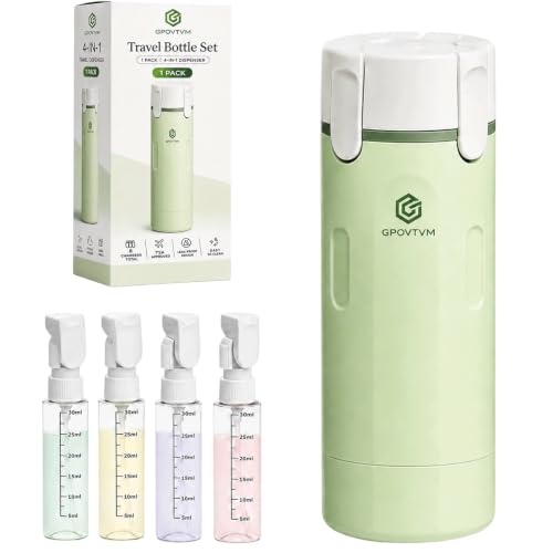 4 in 1 Travel Dispenser Bottle Four One Items Toiletry Containers Shampoo for Toiletries 4in -1 Soap 4-in-1 Leak Proof Rotatable Setpump Creams Sized TSA Refillable Lotion Cosmetic to Fill (Green) - color: Green