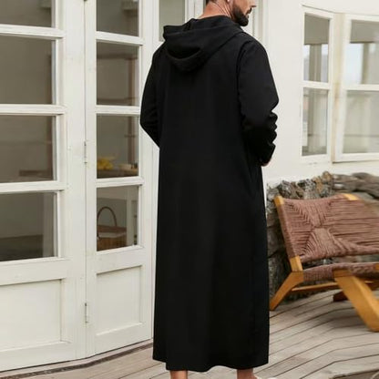 Lmdudan 2026 Middle East Arab Robes for Men Muslim Thobes - Long Sleeve Loose Hood Long Gown Dress Muslim Kaftan Thobe - color: 1-black, size: Small