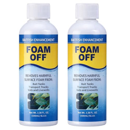 2pcs Fish Tank Foam Remover Water Defoamer for Fish Alive Longer Healthier for Minnow Buckets Livewells Bait Tanks Aquariums Saltwater Reservoir Fishing, 100ml Per