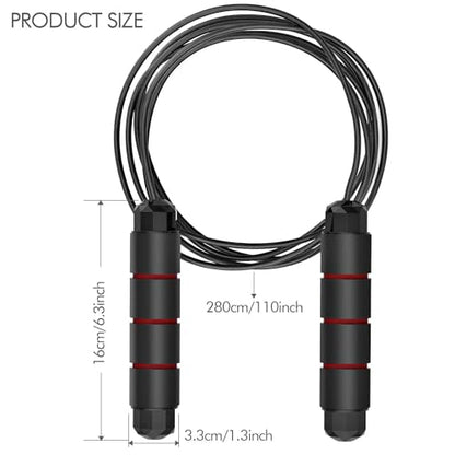 Jump Rope, Tangle-Free Rapid Speed Jumping Rope, adjustable jump rope, suitable for women, men, and children, suitable for home gyms, sports and fitness equipment, and slim figures - color: Black+Red