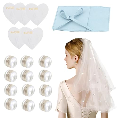 12pairs Pearl Veil Weights Invisible - Magnetic Hijab Pins - Double-Sided