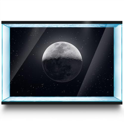 Aquarium Background Stickers - Moon, Space, Gray, Shadow Self-Adhesive Fish Tank Reptile Terrarium Decor Poster (120 x 60 cm / (47.2 x 23.6 inches)) - size: 120 x 60 cm / (47.2 x 23.6 inches)