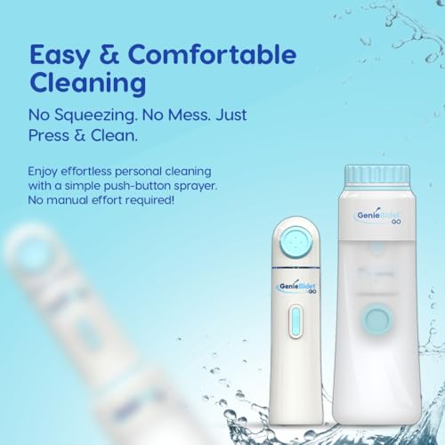 GenieBidet Upgraded 2025 Portable Bidet Rechargeable - Handheld Toilet Bidet Sprayer. On-The-Go Cleaning - Electric Sprayer for Women and Men. Personal Hygiene Cleaning/Postpartum Care.