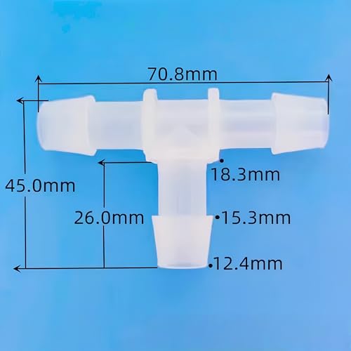 3 Way Tee Connector Equal Barbed T-Fitting 3 Way Hose Barb Adapter for Laboratory Biochemical Analytical Instruments Food Machinery Aquarium Equipment 100pc/pk (12.7mm 1/2'' Cir) - size: 12.7mm 1/2'' Cir