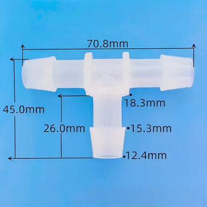 3 Way Tee Connector Equal Barbed T-Fitting 3 Way Hose Barb Adapter for Laboratory Biochemical Analytical Instruments Food Machinery Aquarium Equipment 100pc/pk (12.7mm 1/2'' Cir) - size: 12.7mm 1/2'' Cir