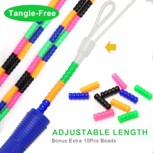 Coolrunner 16 FT Long Jump Rope(2 PACK), Double Dutch Jump Ropes, Soft Beaded Skipping for Kids Adults, Plastic Segmented Long Enough for 4-5 Jumpers - color: Blue