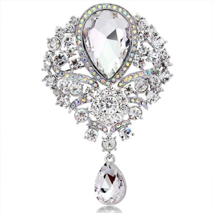 Ezing 4 Pieces Lot Large Big Silver Gold Plated Assorted Crystal Rhinestones Brooch Pins Set - color: B