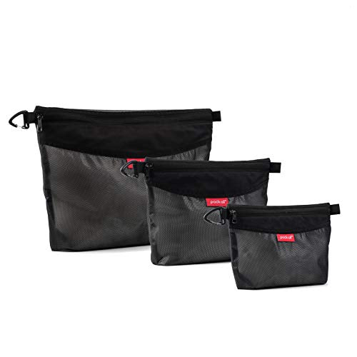 pack all 3 Pcs Water-Resistant Zipper Pouch, Mesh Zipper Bag - color: Black, size: Set