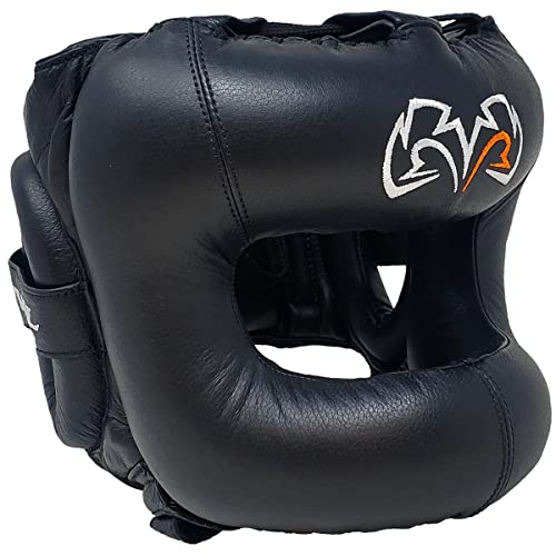 RIVAL Boxing RHGFS3 Face-Saver Sparring Headgear - Wide Eye Opening, Premium Leather, and Thermoplastic Inner Frame - color: Black, size: Small-Medium