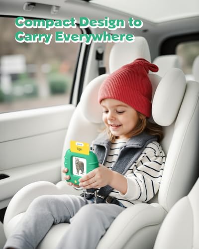 Talking Flash Cards for Toddlers 1 2 3 4 Year Olds, Montessori Language Learning with 224 Words, Pocket Speech Therapy Playthings, Children's Sensory Educational Device, Green - style: 224 Words English Green