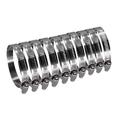 4 inch Hose Clamp Full Stainless Steel: 90mm - 114mm,10 Pack | 4 Hose Clamp Worm Gear SAE 64 Size, 1/2" Band Width Hose Clamps: smoothly install and precisely fit hose & pipe size - size: 4" Hose Clamp 90mm - 114mm (3.54" - 4.5")