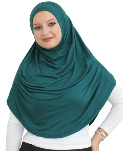 Prien Ready To Wear Hijab For Women, Instant Turban, Soft Muslim Scarf For Prayer, Long Hijabs, Islamic Clothes, Jersey Abaya - color: Emerald