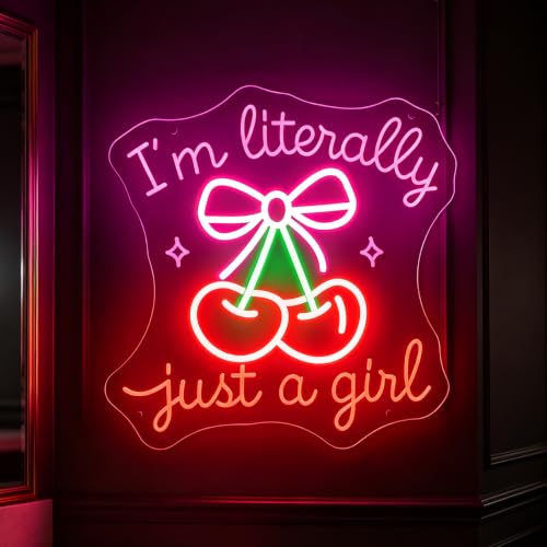 I'm Literally Just A Girl Neon Sign Pink Cherry Bow Led Neon Light - color: I'm Literally Just a Girl
