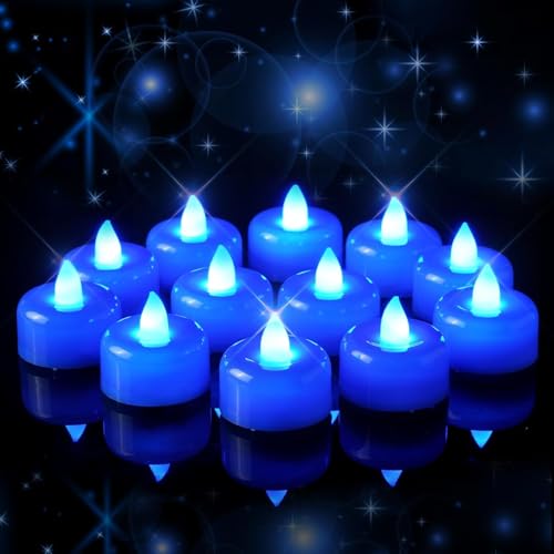 Amagic 12Pack Blue Flameless LED Tea Lights Candles Battery Operated - color: Blue, size: 12 Pack