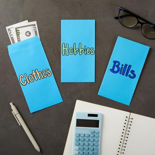 Okuna Outpost Money Envelopes - 3.5 x 6.5 in, Blue, 100-Pack, Modern - Peel & Seal Flap & 100 GSM Paper - Coin Envelopes for Cash Storage, Budgeting & Gifting
