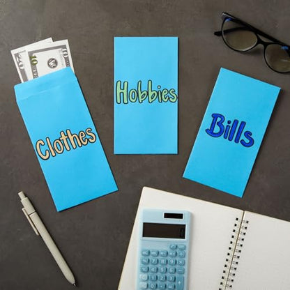Okuna Outpost Money Envelopes - 3.5 x 6.5 in, Blue, 100-Pack, Modern - Peel & Seal Flap & 100 GSM Paper - Coin Envelopes for Cash Storage, Budgeting & Gifting