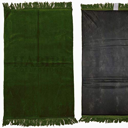 GREEN COLOUR 1" thick SOFT SPONGE PADDED PRAYER MAT RUG musallah(27"x 43") 800g.ADULT SIZE