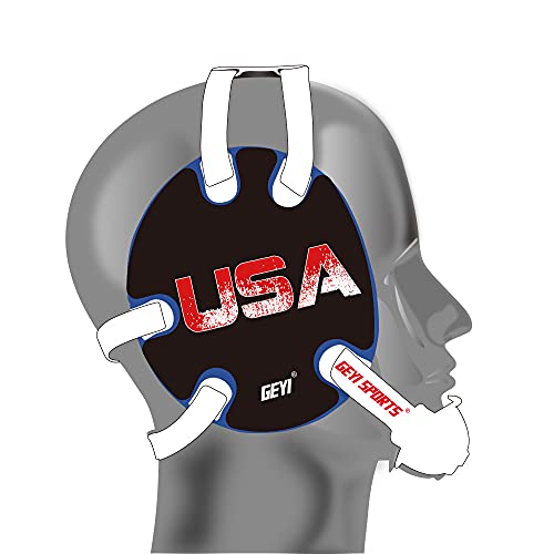 Wrestling Headgear with USA and Flag Wraps (Royal, Youth) - color: Royal, size: Youth