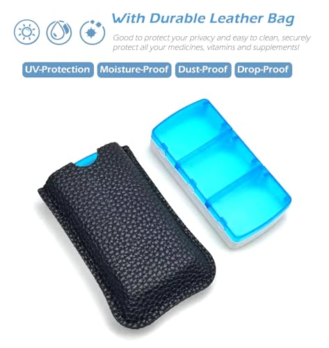 VOFOON Small Pill Organizer 3 Times a Day Daily 2 Pack, Travel Pill Box for Purse Pocket, 3 Compartment Portable Medicine Vitamin Case, Fish Oil Pouch, Supplement Box - size: Small 1 Day x 3 Compartments (Pack of 2)