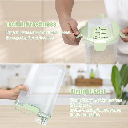 5 Lbs Pet Dog Food Storage Container for Travel Bird Seed Dispenser - Green | Portable Cat Food Containers with Collapsible Bowl 10 Lbs Rice Bin Airtight Cereal Oatmeal Flour Holder with Large Pour Spout - color: Pale Green-5L