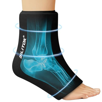 BILITOK Reusable Foot Ankle Ice Pack Wrap for Injuries, Cold Compression Therapy for Achilles Tendonitis, Plantar Fasciitis, Swelling, Sprained, Pain Relief (Black) - color: Black