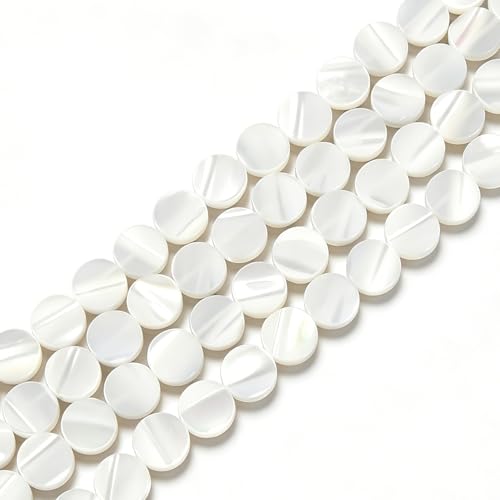 8mm Natural White Mother of Pearl Shell Coin Beads for Jewelry Making - color: 8mm Coin Shape