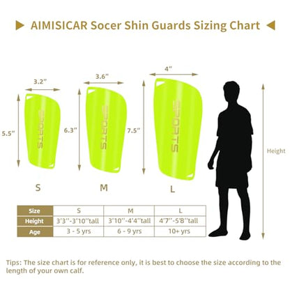 AIMISICAR Kids Youth Soccer Shin Guards with Sleeves for 3-15 Years Old - color: Green, size: M ( 3'10" - 4'4" Tall )