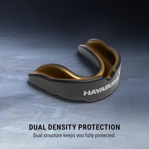 Hayabusa Combat Sports Mouth Guard Youth, Kids and Adult Sizes Comes with Case - Black/Gold, Youth - color: Black/Gold, size: Youth