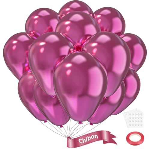 Pink Metallic Chrome Latex Balloons, 100pcs 12inches Round Helium Pink Metallic Chrome Balloons for Birthday Baby Shower Wedding Birthday Valentine's Day Party Decorations - color: Pink Metallic Chrome, size: 12 inches