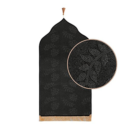 Muslim Prayer Rug Islamic Mat for Muslim Prayers Great Ramadan Gift for Muslim Men Women Portable Prayer Mat Rug Turkish Pocket Praying Rug Thick Large Padded Sajadah Muslim Prayer Rug Velvet Carpet - color: Light Tan