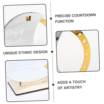 jojofuny Ramadan Countdown Calendar Wooden Desk Advent Reminder Elegant Eid Ornament for Home Office Unique Rotating Design Festive Decoration for Celebrating Special Dates