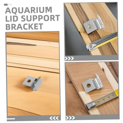DOITOOL 4pcs Aquarium Cover Clip Stainless Steel Fish Tank Lid Support Holders for Secure Fish Escape Prevention Easy Installation for Multi Species Aquariums