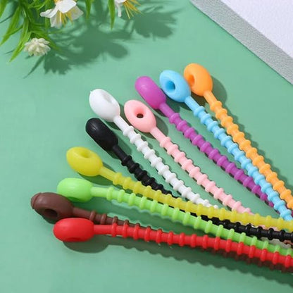 20 Pack 8.5 Inch Cable Ties Silicone Clips Rubber Twist Cord Household Snake Organizer Strap