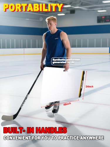 kasifei – 24'' x 48'' Hockey Shooting Pad with Rebounder, Professional Hockey Training Equipment | Improving Shooting Passing and Stickhandling Ability, Smooth Slick Surface, Great for Solo Training, for All Skill Levels