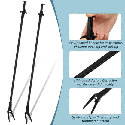 Gisafai 2 Pcs Plastic Aquarium Tongs Long Aquarium Tweezers Multi Purpose Trimming Feeding Aquariums Tools for Fresh Water Saltwater Fish Tanks Coral Plant (27 Inch) - size: 27 Inch