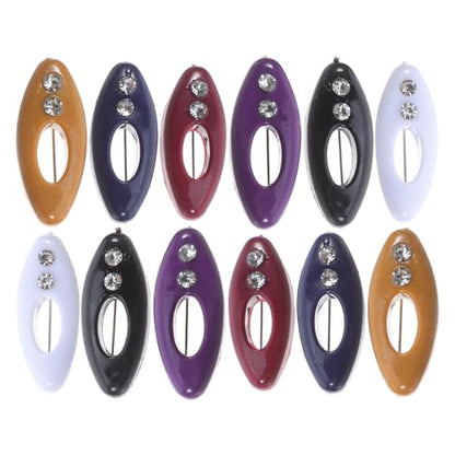 12pcs Plastic Hijab Pins with Rhinestone Brooches, Safety Scarf Clips and Sweater Clasps for Women, Multi-color Plastic Cover Scarf Holder Pins Suitable for Headscarves, Cardigans,