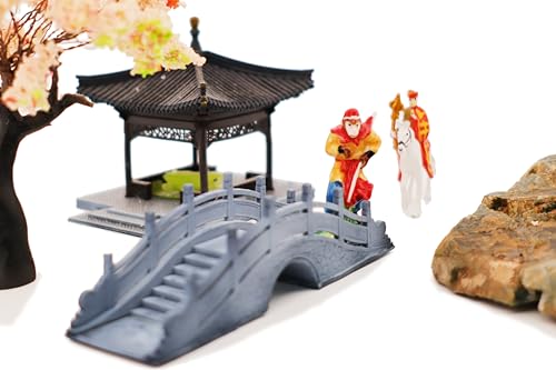 KARESANSUI Mini Bridge for Aquarium - Terrarium Decor, Chinese Architecture Diorama, Fairy Garden Accessories, Paludarium Decor, Zen Garden Kit, Miniature Pagoda, Shelf Decor