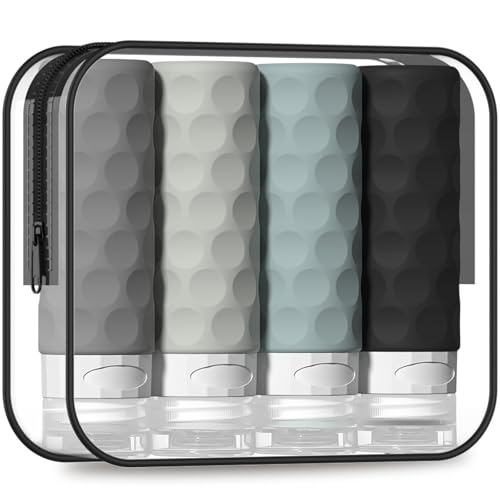Silevoler Travel Bottles for Toiletries, Silicone Travel Size Containers - color: Gray