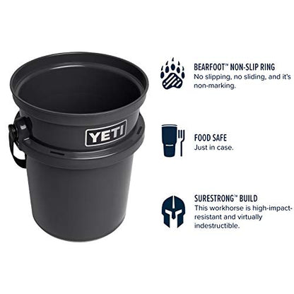 YETI Loadout 5-Gallon Bucket, Impact Resistant Fishing/Utility Bucket - color: Charcoal