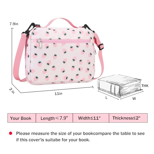 Bible Cover Case for Women Large Bible Cover for Girls Bible Study Supplies Accessories with Handle and Shoulder Strap | Durable - color: Pink-strawberry