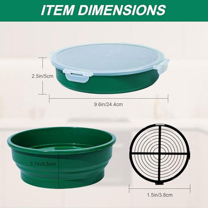 Collapsible Batter Bowl - Breading Bowl Shaker with Lid , Olive Green - color: Olive Green